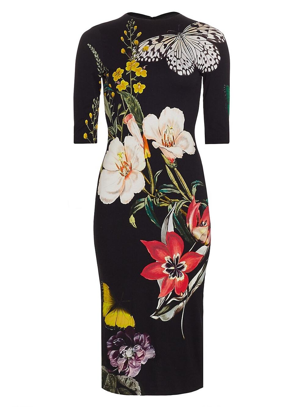 Olivia Botanical Essential Floral Delora Crewneck Midi Dress Size 2 - Picture 1 of 6